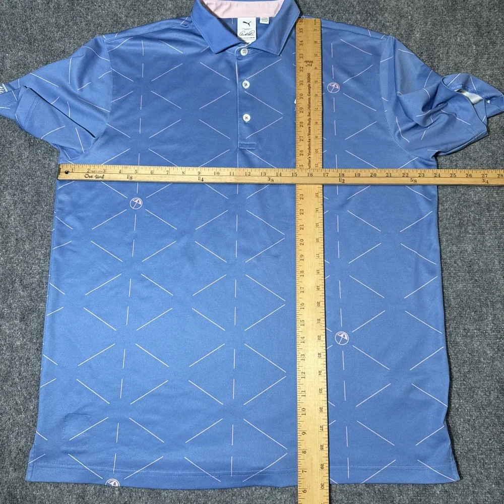 Puma x Arnold Palmer Geo Polo Shirt Mens Sz L Blue Golf Big Cedar National Final